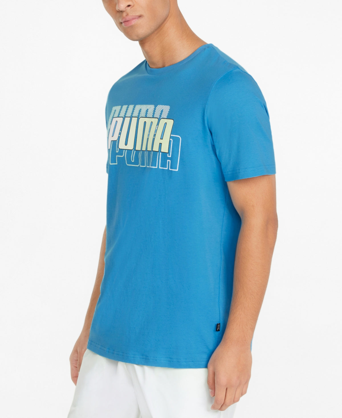 Camiseta Puma Triple Logo Masculina Azul Tamanho P