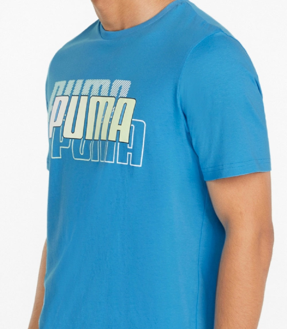 Camiseta Puma Triple Logo Masculina Azul Tamanho XX-G