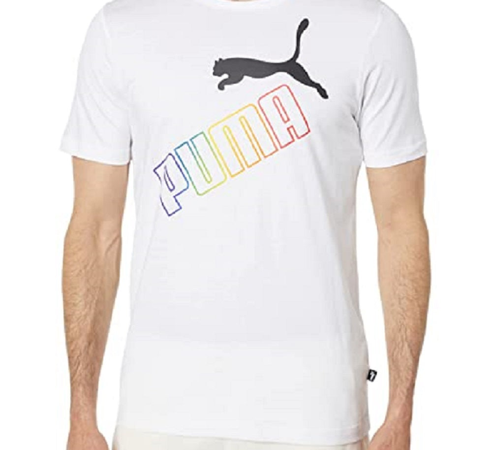 Camiseta Puma Rainbow Masculina Branca Tamanho Médio
