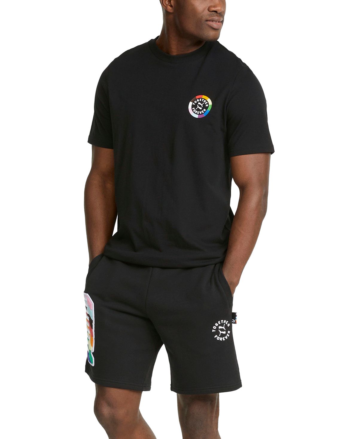 Shorts Puma Pride Regular Fit 8 French Terry Masculino Preto Tamanho Médio