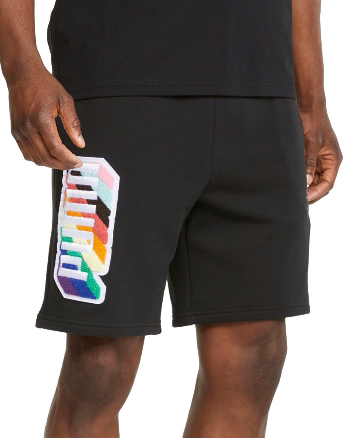 Shorts Puma Pride Regular Fit 8 French Terry Masculino Preto Tamanho Grande