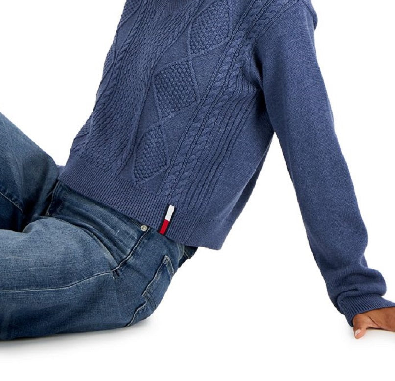 Suéter Tommy Jeans Feminino Cable Knit Azul Tamanho X-G