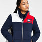 Jaqueta acolchoada feminina Tommy Jeans Colorblocked azul tamanho X-G