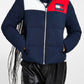 Jaqueta acolchoada feminina Tommy Jeans Colorblocked azul tamanho X-G
