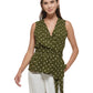 Blusa feminina Tommy Hilfiger sem mangas com decote em V, verde, tamanho XG