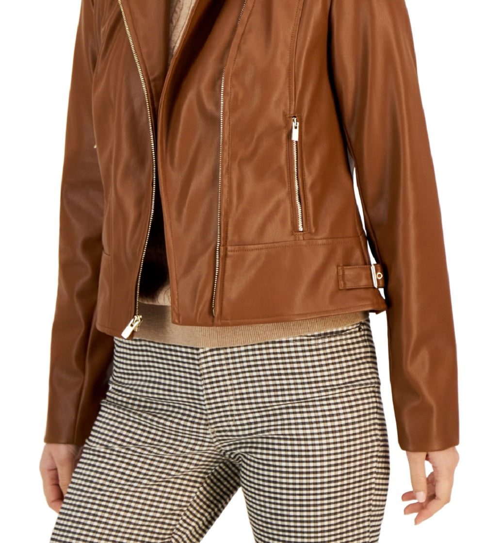 Jaqueta de couro sintético feminina Tommy Hilfiger marrom tamanho X P