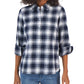 Tommy Hilfiger Blusa Feminina com Bolso Patch e 5 Botões Azul Tamanho P