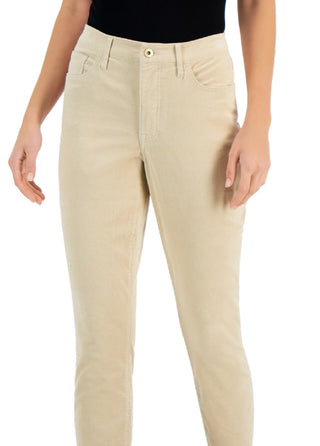 Calça skinny feminina Tommy Hilfiger de veludo cotelê marrom, tamanho 4