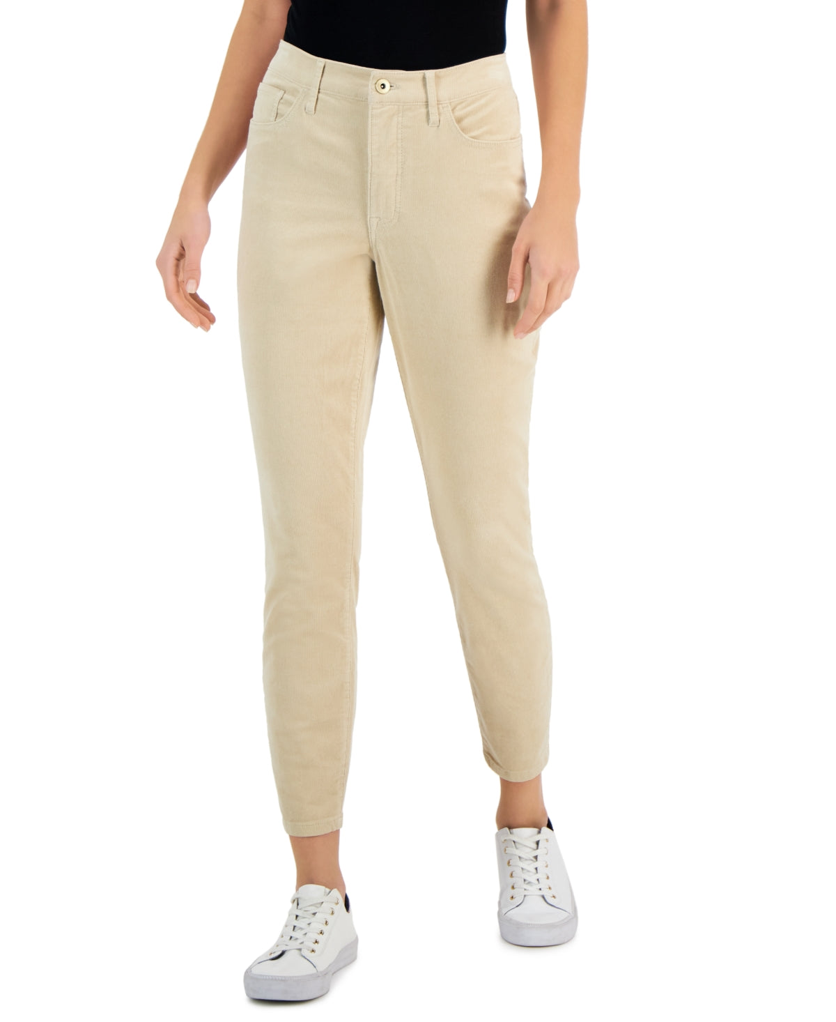 Calça skinny de veludo cotelê feminina Tommy Hilfiger marrom tamanho 2