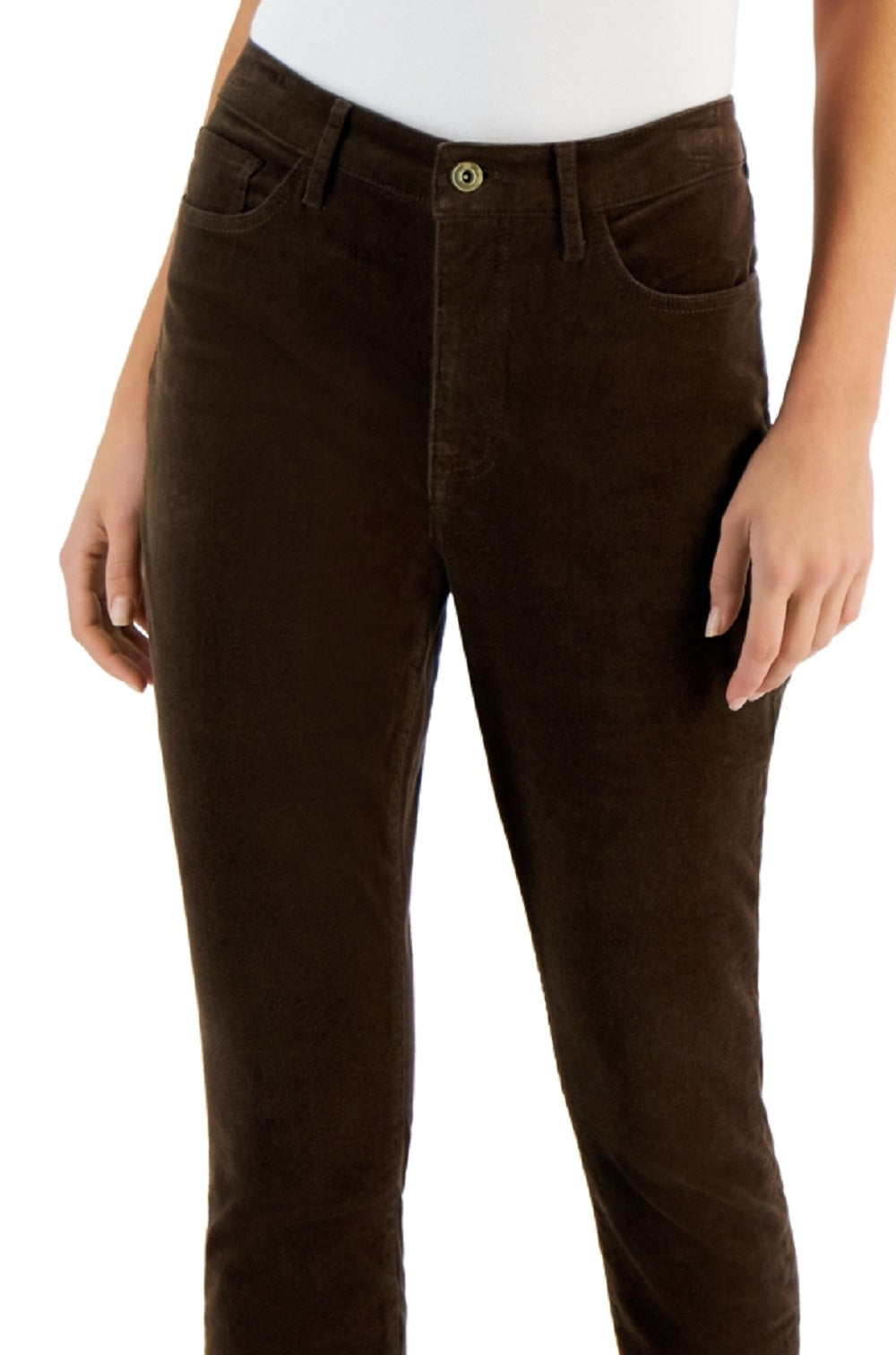 Calça skinny de veludo cotelê feminina Tommy Hilfiger marrom tamanho 8