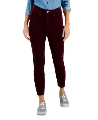 Calça skinny de veludo cotelê feminina Tommy Hilfiger vermelha