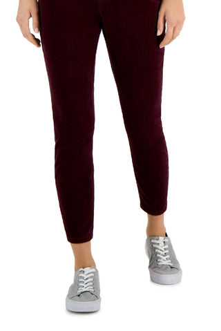 Calça skinny de veludo cotelê feminina Tommy Hilfiger vermelha
