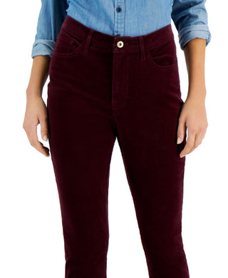 Calça skinny de veludo cotelê feminina Tommy Hilfiger vermelha