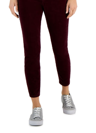 Calça skinny de veludo cotelê feminina Tommy Hilfiger vermelha