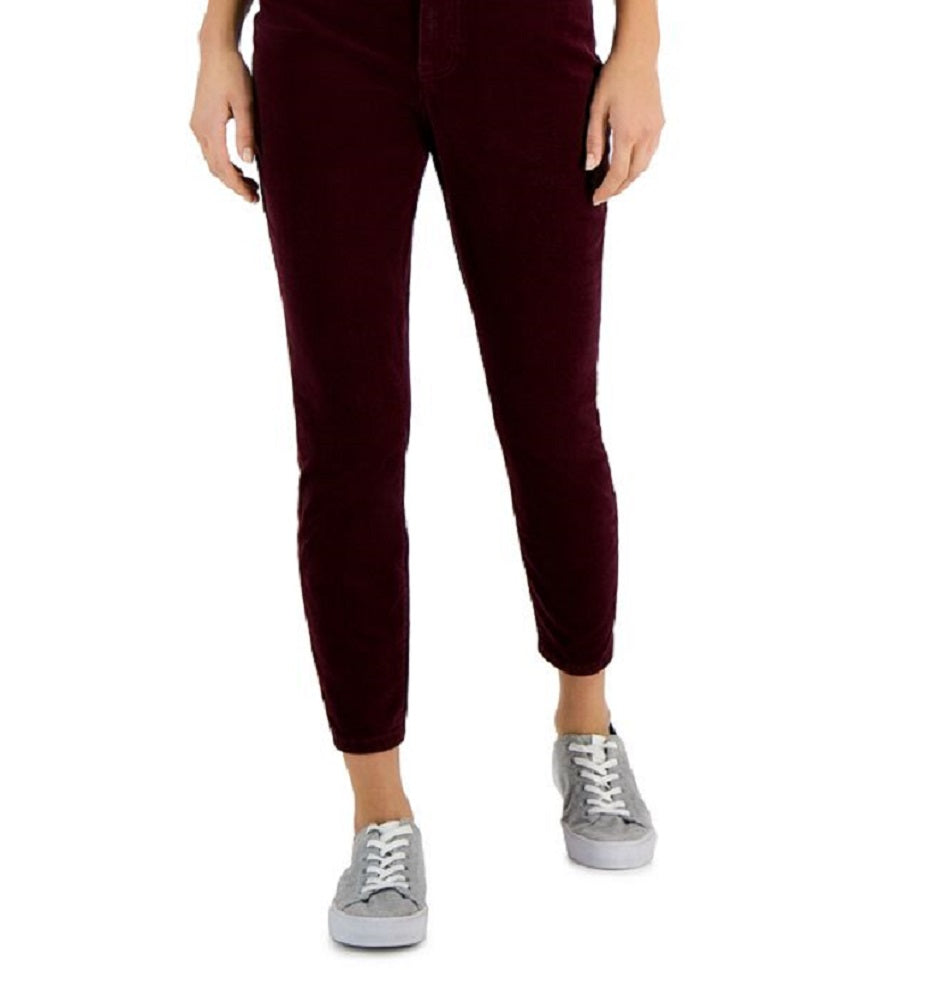 Calça skinny feminina Tommy Hilfiger de veludo cotelê vermelha, tamanho 8