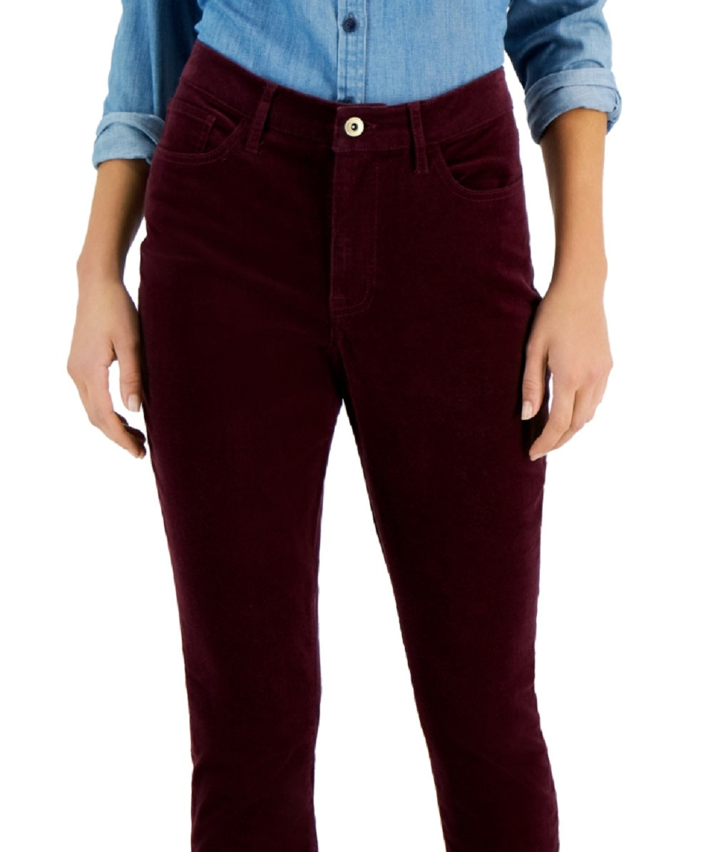 Calça skinny de veludo cotelê feminina Tommy Hilfiger vermelha