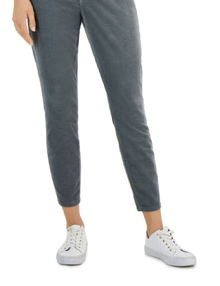 Calça skinny de veludo cotelê feminina Tommy Hilfiger cinza