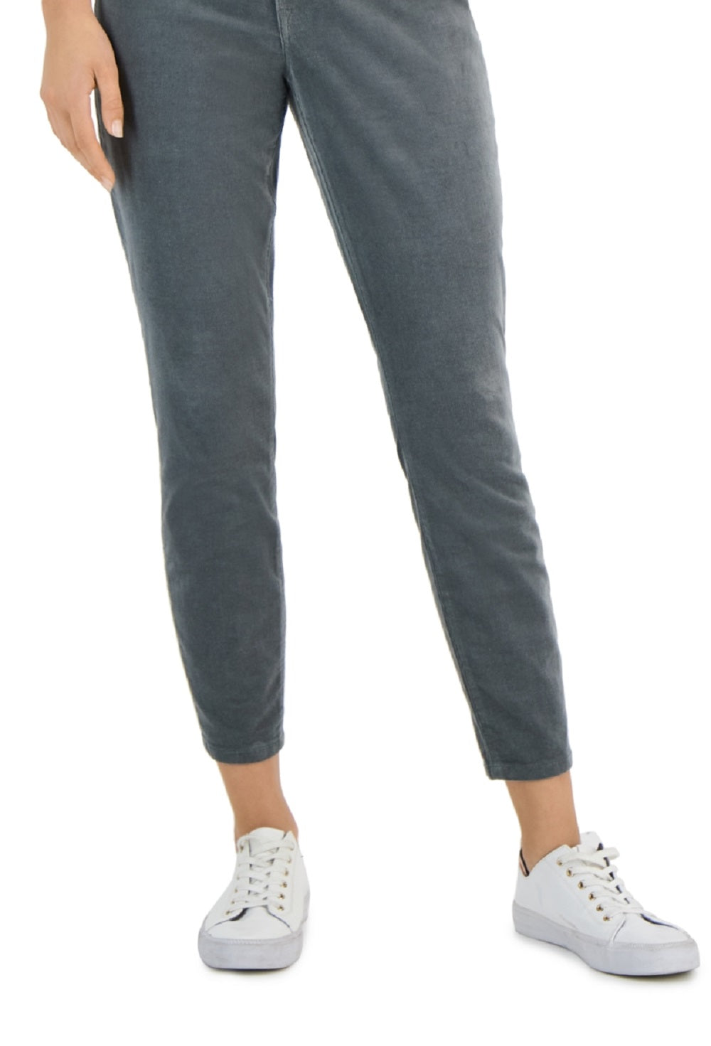 Calça skinny de veludo cotelê feminina Tommy Hilfiger cinza tamanho 12