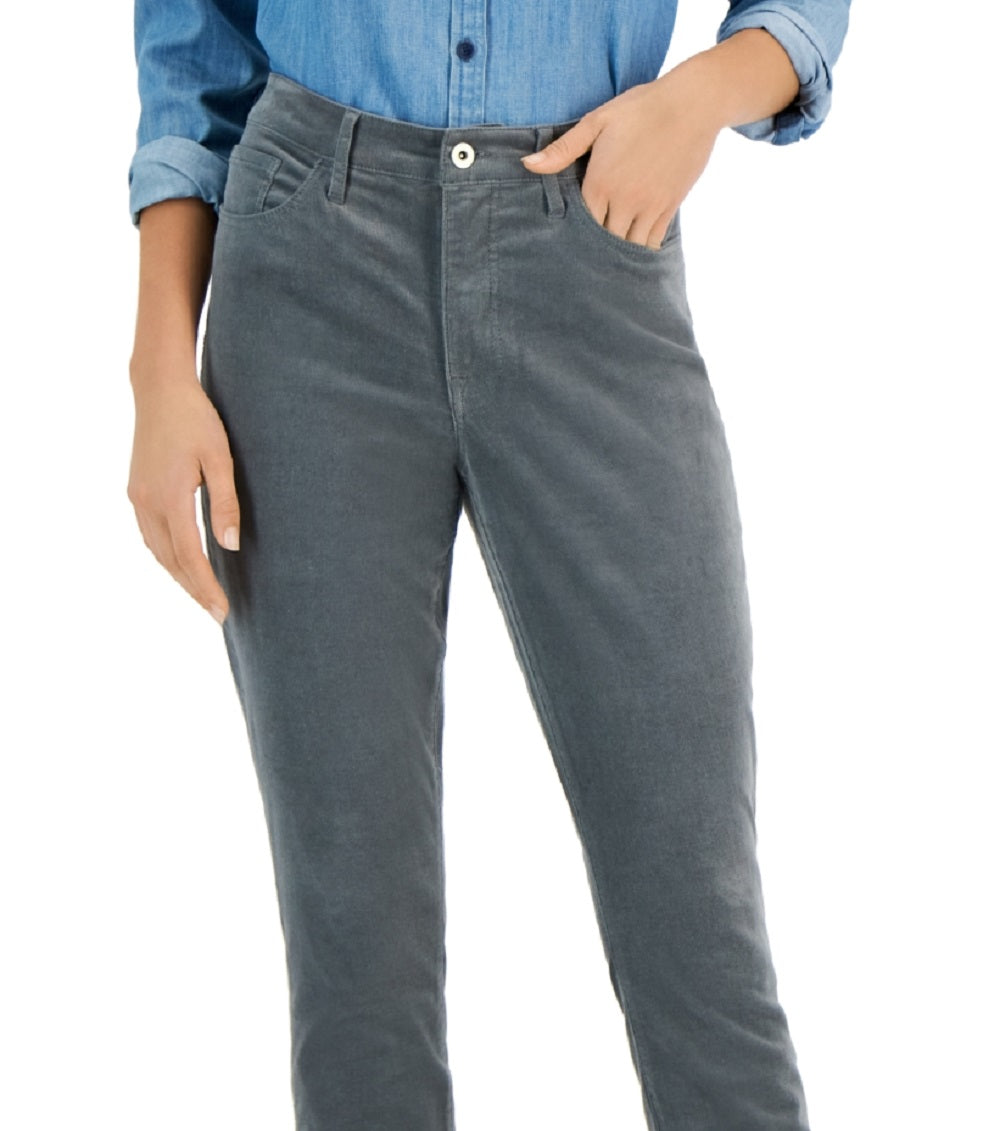 Calça skinny de veludo cotelê feminina Tommy Hilfiger, cinza, tamanho 8