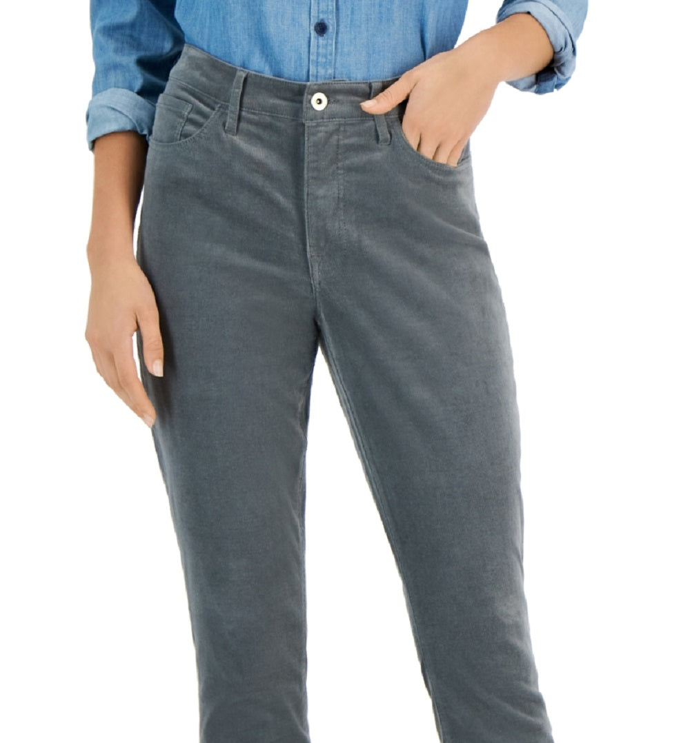 Calça skinny de veludo cotelê feminina Tommy Hilfiger, cinza, tamanho 4