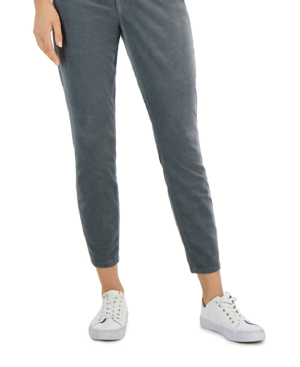 Calça skinny de veludo cotelê feminina Tommy Hilfiger, cinza, tamanho 4