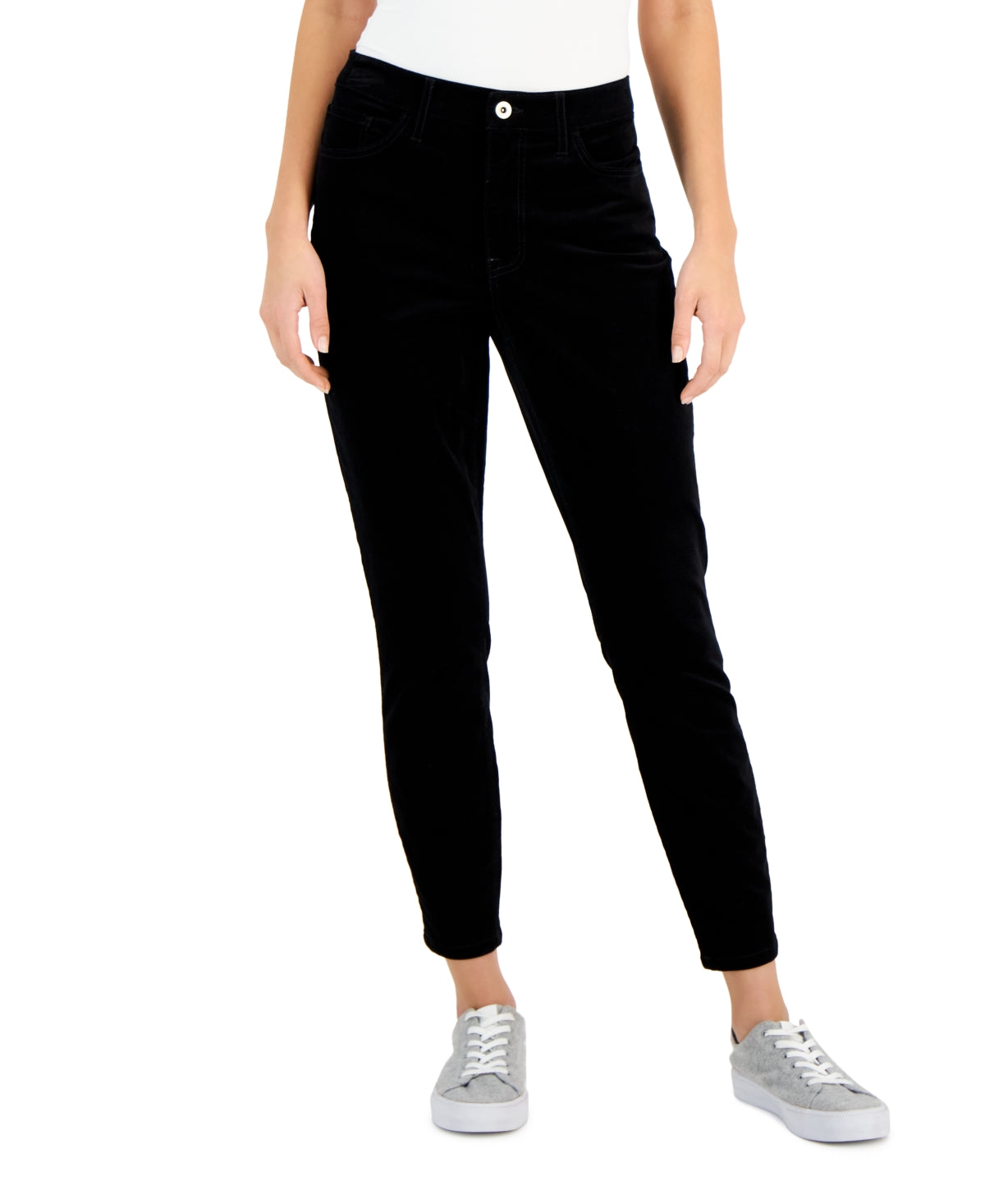 Calça skinny de veludo cotelê feminina Tommy Hilfiger preta tamanho 10