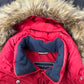 Casaco acolchoado com capuz e acabamento em pele sintética Tommy Hilfiger feminino, vermelho, tamanho pequeno