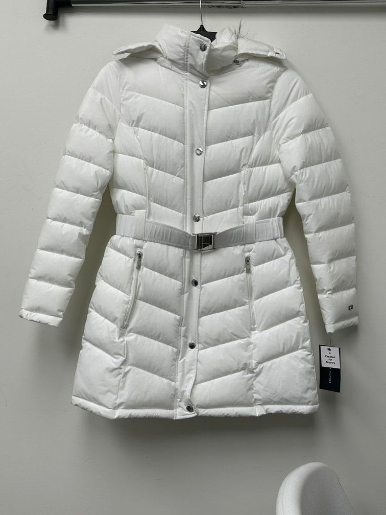 Casaco acolchoado com capuz e acabamento em pele sintética Tommy Hilfiger feminino, branco, tamanho médio