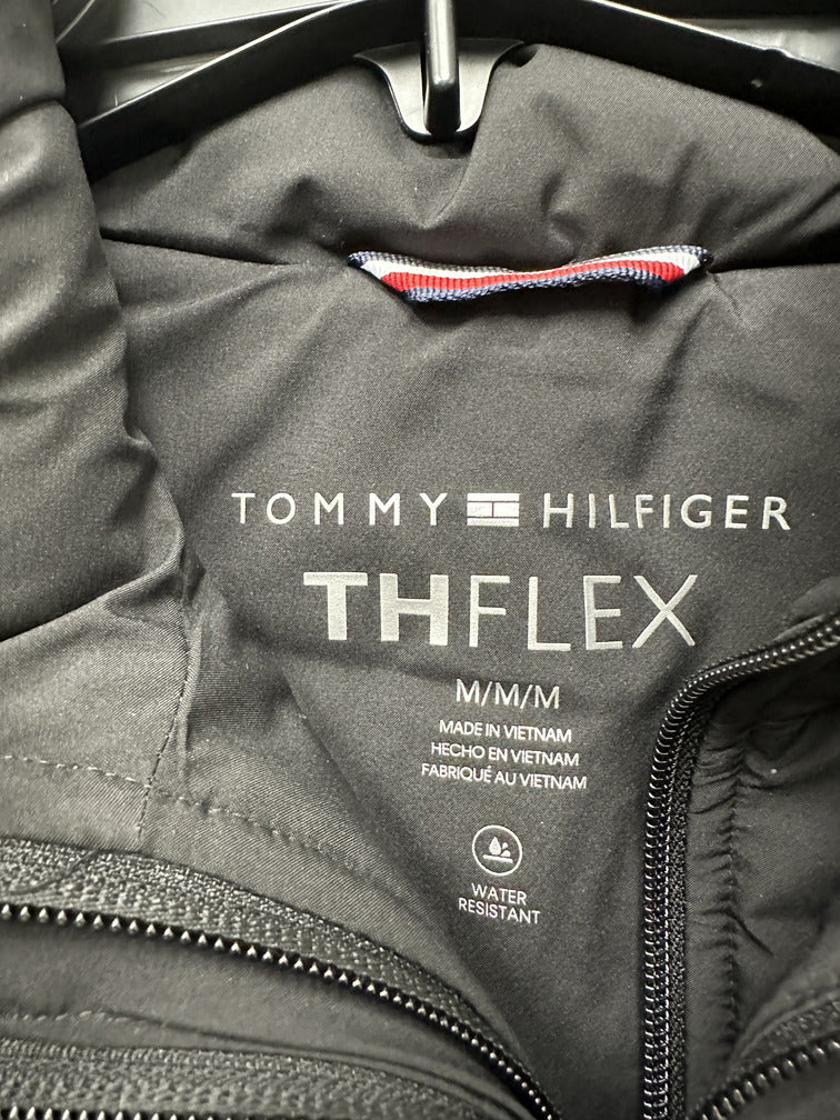 Casaco acolchoado com capuz e acabamento em pele sintética Tommy Hilfiger feminino, preto, tamanho médio