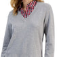 Suéter Tommy Hilfiger Feminino de Algodão com Camadas Cinza