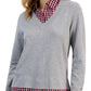Suéter Tommy Hilfiger Feminino de Algodão com Camadas Cinza