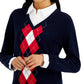 Suéter Tommy Hilfiger Feminino de Algodão com Estampa Argyle e Camadas Azul Tamanho XS