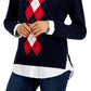 Suéter Tommy Hilfiger Feminino de Algodão com Estampa Argyle e Camadas Azul Tamanho XS