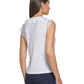 Tommy Hilfiger Blusa Feminina com Babados e Técnica Mista, Branca, Tamanho Médio