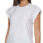 Tommy Hilfiger Blusa Feminina Manga Curta Epaulet Branca Tamanho XS