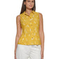 Tommy Hilfiger Camiseta Feminina Estampa Floral com Botões Frontais Amarela Tamanho Grande