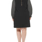 Vestido feminino Tommy Hilfiger com manga bufante e gola, preto, tamanho 16W