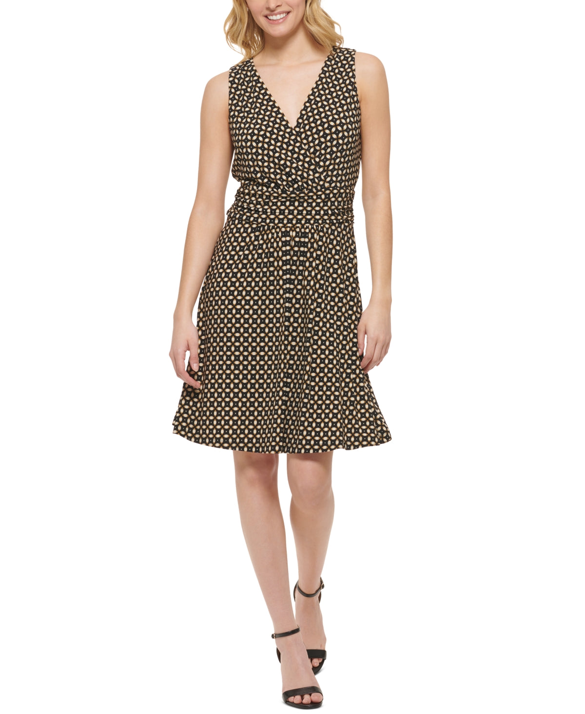 Vestido de malha com estampa geométrica Tommy Hilfiger feminino, preto, tamanho 6