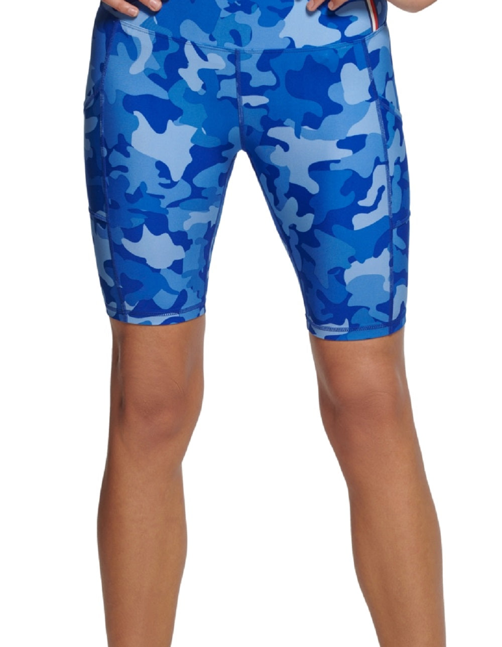Tommy Hilfiger Shorts de Ciclismo Camuflado Feminino Azul Tamanho Grande