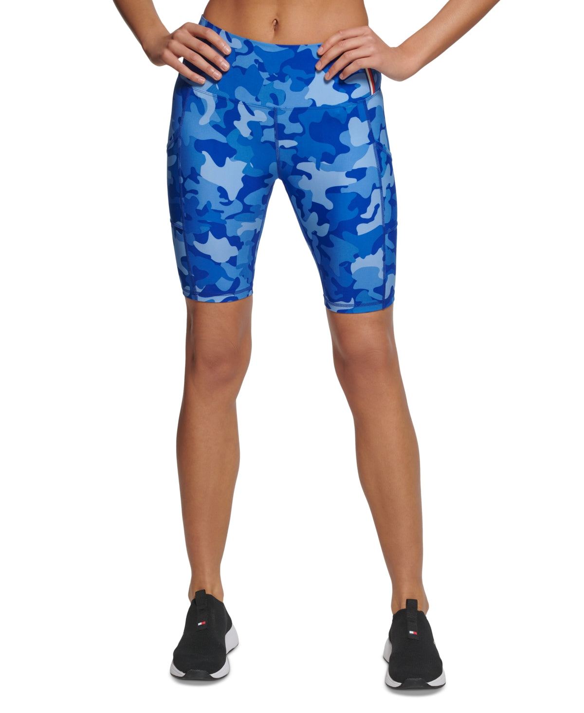 Tommy Hilfiger Shorts de Ciclismo Camuflado Feminino Azul Tamanho Grande