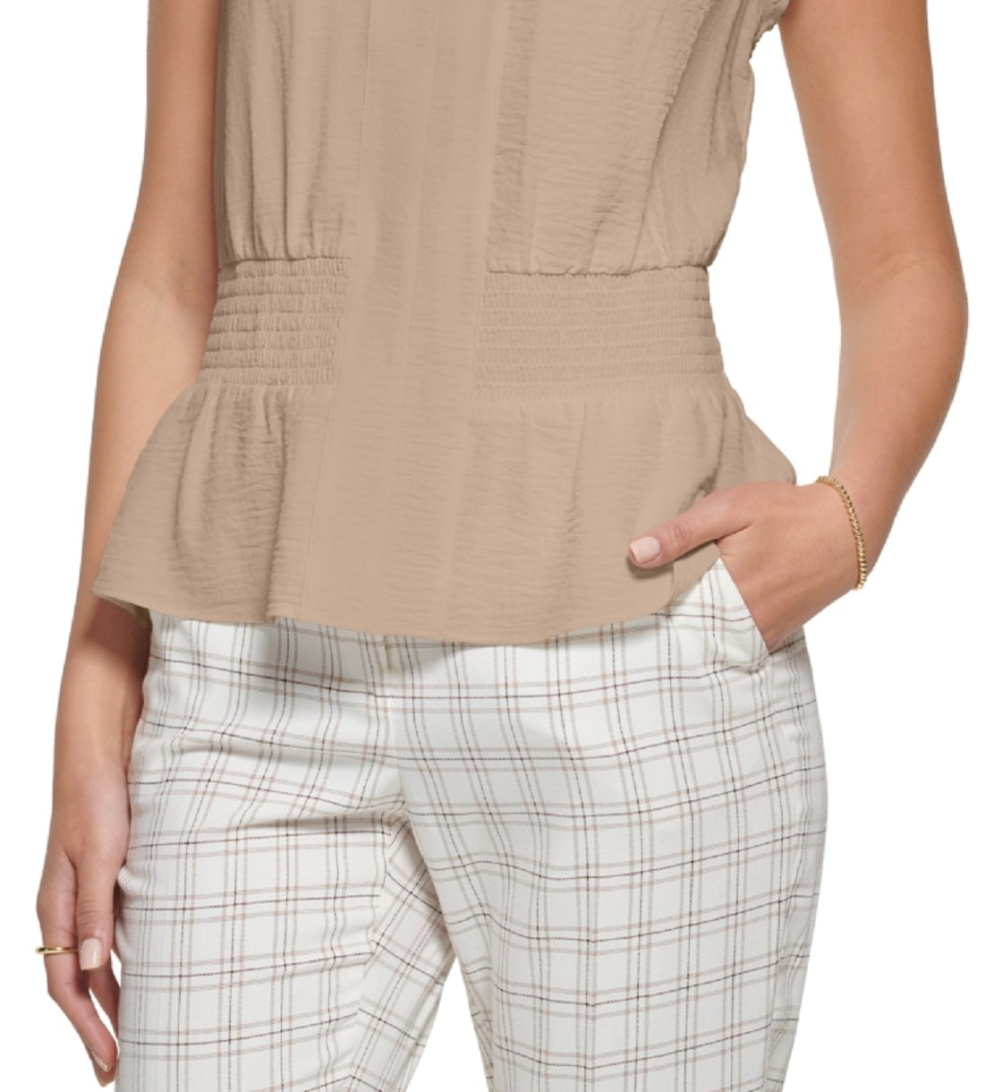 Blusa Tommy Hilfiger Feminina Amassada e Babados Marrom Tamanho X-G
