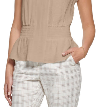 Blusa Tommy Hilfiger Feminina Amassada e Babados Marrom Tamanho X-G
