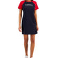 Vestido Tommy Hilfiger Feminino com Logo Metálico Colorblocked Azul Tamanho Grande