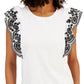Tommy Hilfiger Blusa Feminina de Algodão com Ilhós e Manga Flutter, Branca, Tamanho Médio