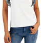 Tommy Hilfiger Blusa Feminina de Algodão com Ilhós e Manga Flutter, Branca, Tamanho Médio