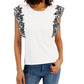 Tommy Hilfiger Blusa Feminina de Algodão com Ilhós e Manga Flutter, Branca, Tamanho Médio