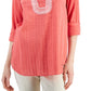 Tommy Hilfiger Blusa Túnica Texturizada Bordada Feminina Laranja Tamanho P
