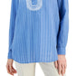 Tommy Hilfiger Blusa Túnica Texturizada Bordada Feminina Azul Tamanho P
