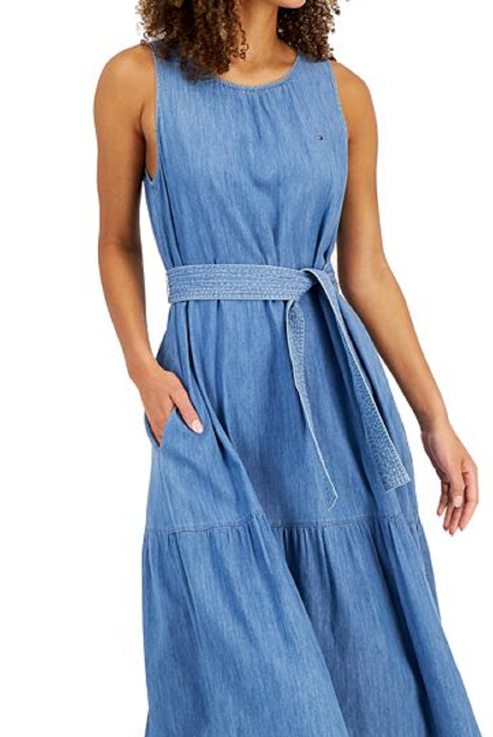 Vestido Tommy Hilfiger Feminino Sem Mangas Azul Tamanho P