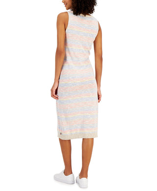 Tommy Hilfiger Women's Cotton Striped Sleeveless Dress Brown Size Small